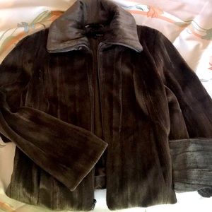 Velour Faux Fur Hip Length Jacket